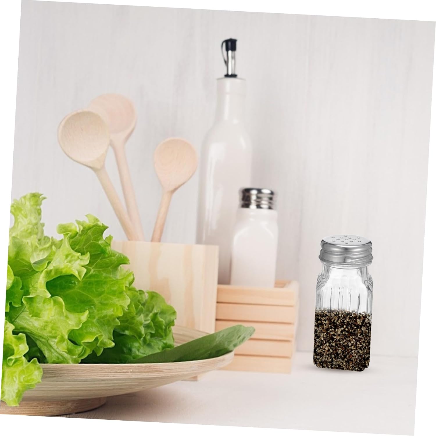 SOLUSTRE 6pcs Glass Seasoning Containers Stylish Kitchen Modern Design for Home and Restaurant Use Easy to Clean and Storage Bottles