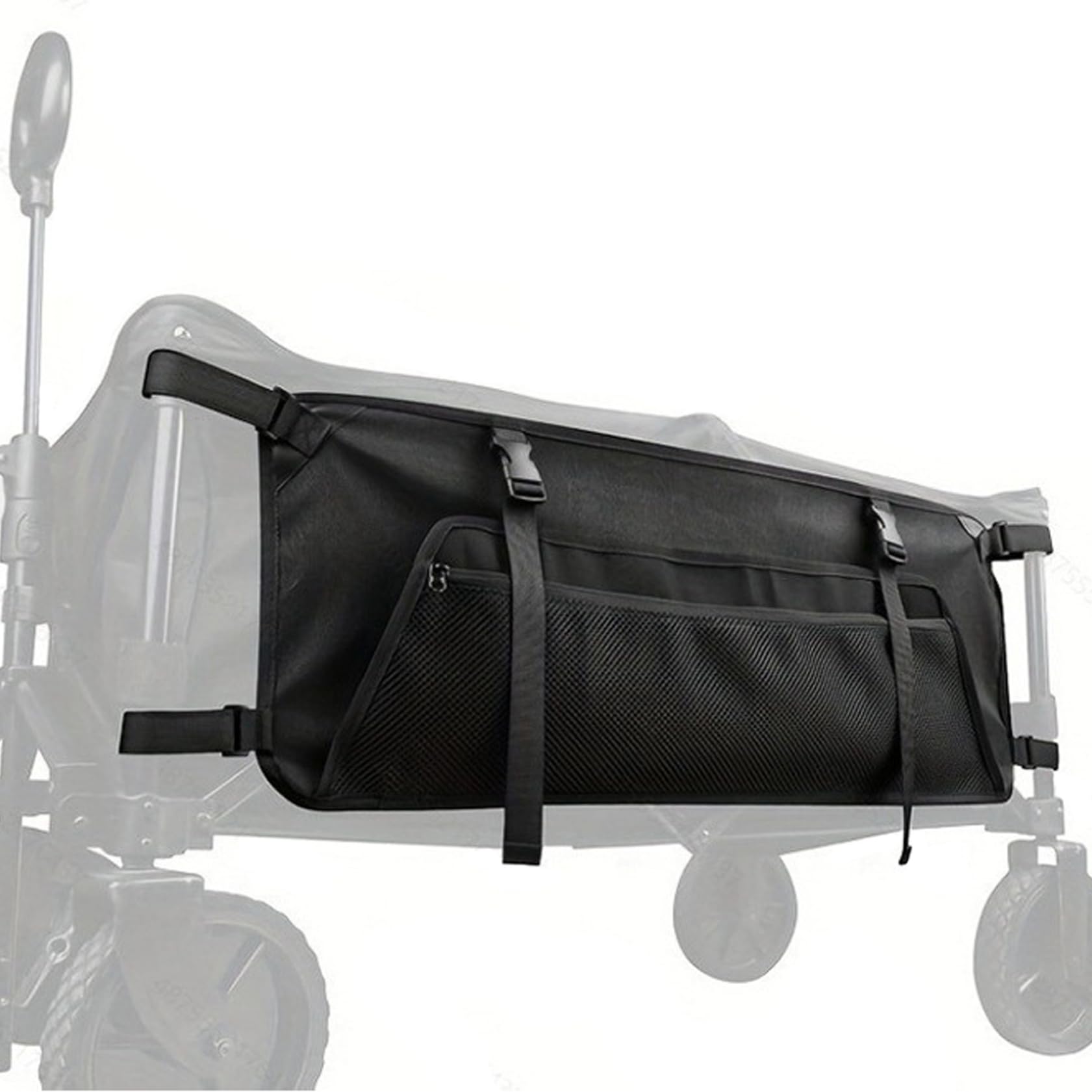 600D Oxford Cloth Collapsible Wagon Side Storage Bag with Mesh Pouch, Portable Cart Accessory for Camping Garden