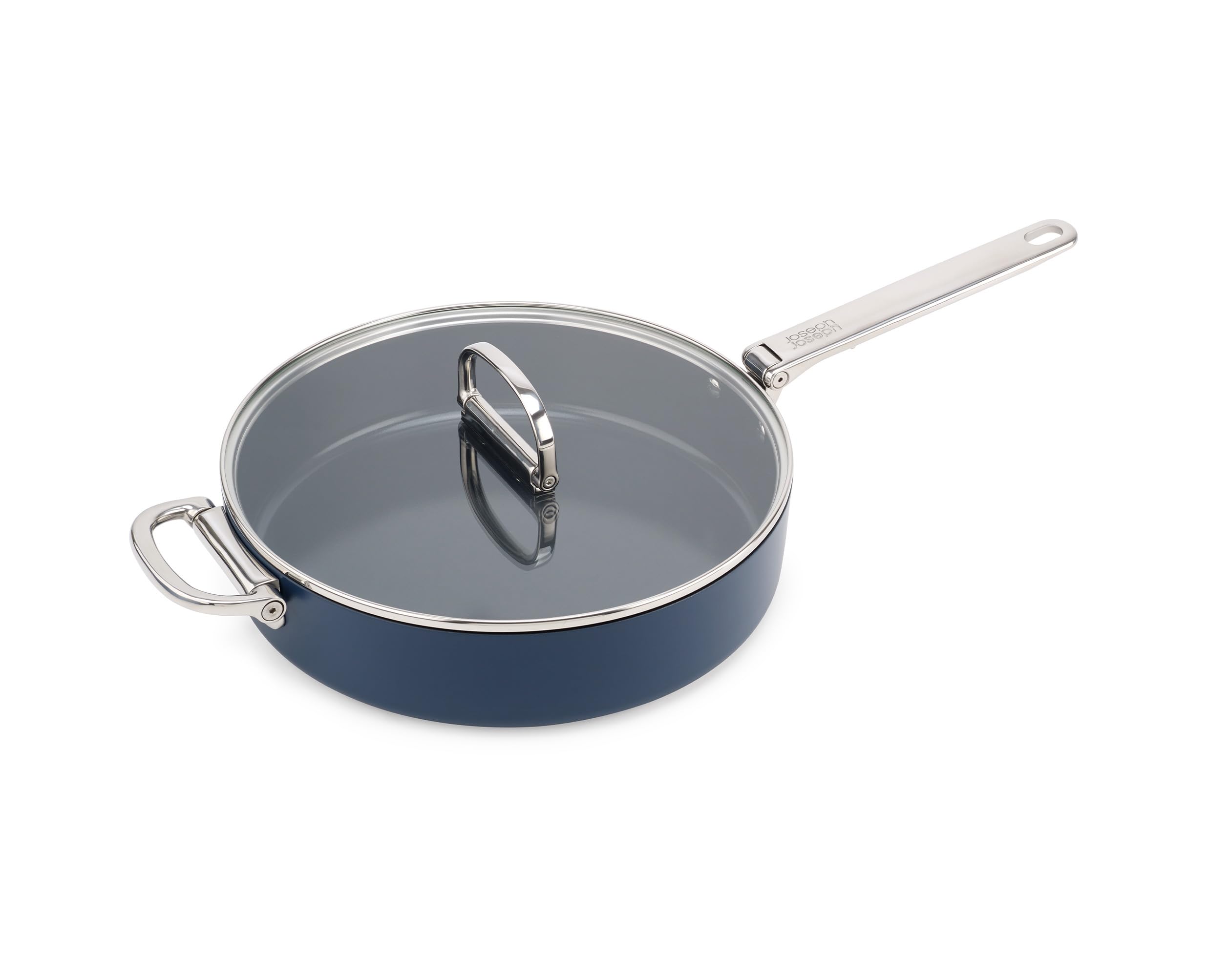 Joseph Joseph Space 28 cm (3,8 qt) padella antiaderente con manico pieghevole e coperchio, compatibile con l'induzione