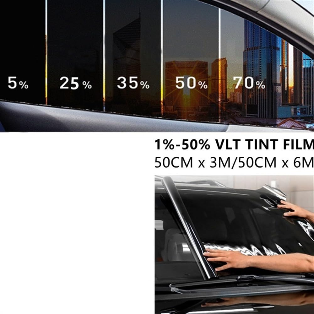 Laminas Para Tintar Lunas Coche 300x50 cm CAR VIDRIO Solar Aislamiento Aislamiento de láminas Ventana automática Tinte Película Accesorio de accesorios Tintados Ventana LáMina Tintado De Lunas(Tamaño: