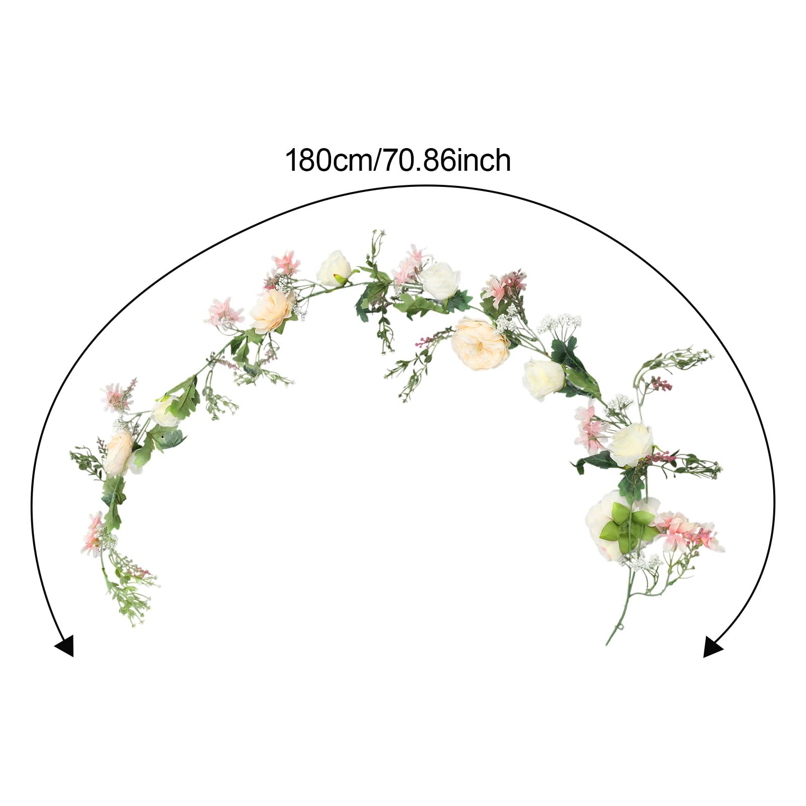 Blumengirlande Dekorative Kunstblumen Kunstblumengirlande Künstlich Rose Wohnraumdekoration 6 Stück,1.8m für Tür, Hochzeit, Party, Wand - Champagner, Grün