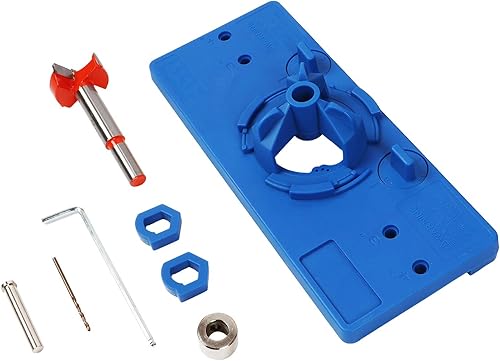 Miniatura 7 de WISH HALLY WOOD,1.378in Bisagra Oculta Jig Boring Hole Guia Cortador Juego de Brocas para Puertas de Gabinete Plantilla y Broca para Instalación de