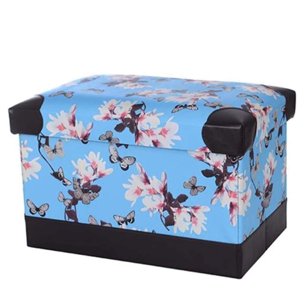 Repose-Pieds Ottoman Pliable en Cuir PU | Pouf Rectangulaire avec Rangement Intégré