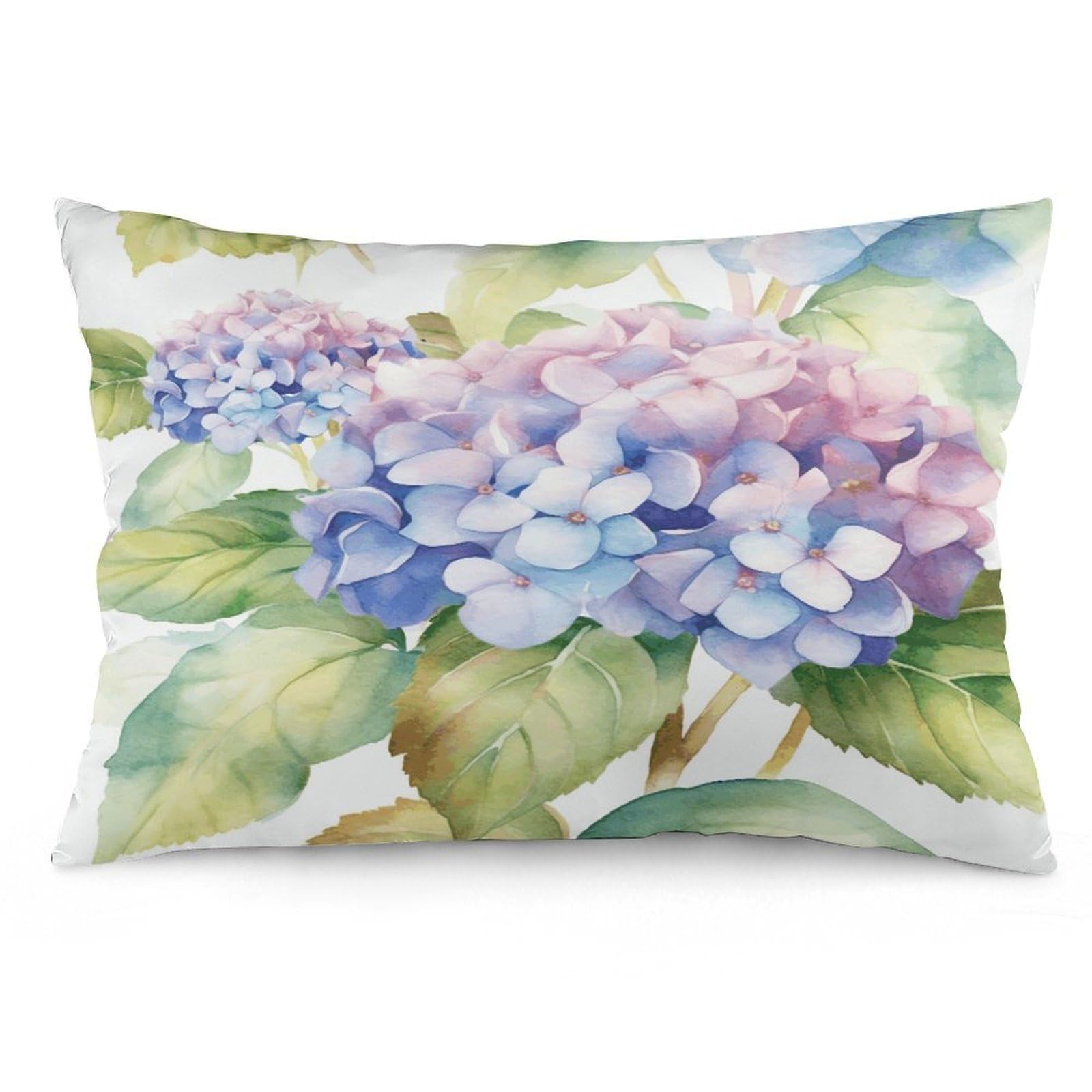 Hydrangea Watercolor Throw Pillow Cover Soft Pillow Case Decorative Lumbar Pillow Cover Cozy Throw Pillowcase Polyester Rectangular Cushion Case Decor for Couch Sofa Bed