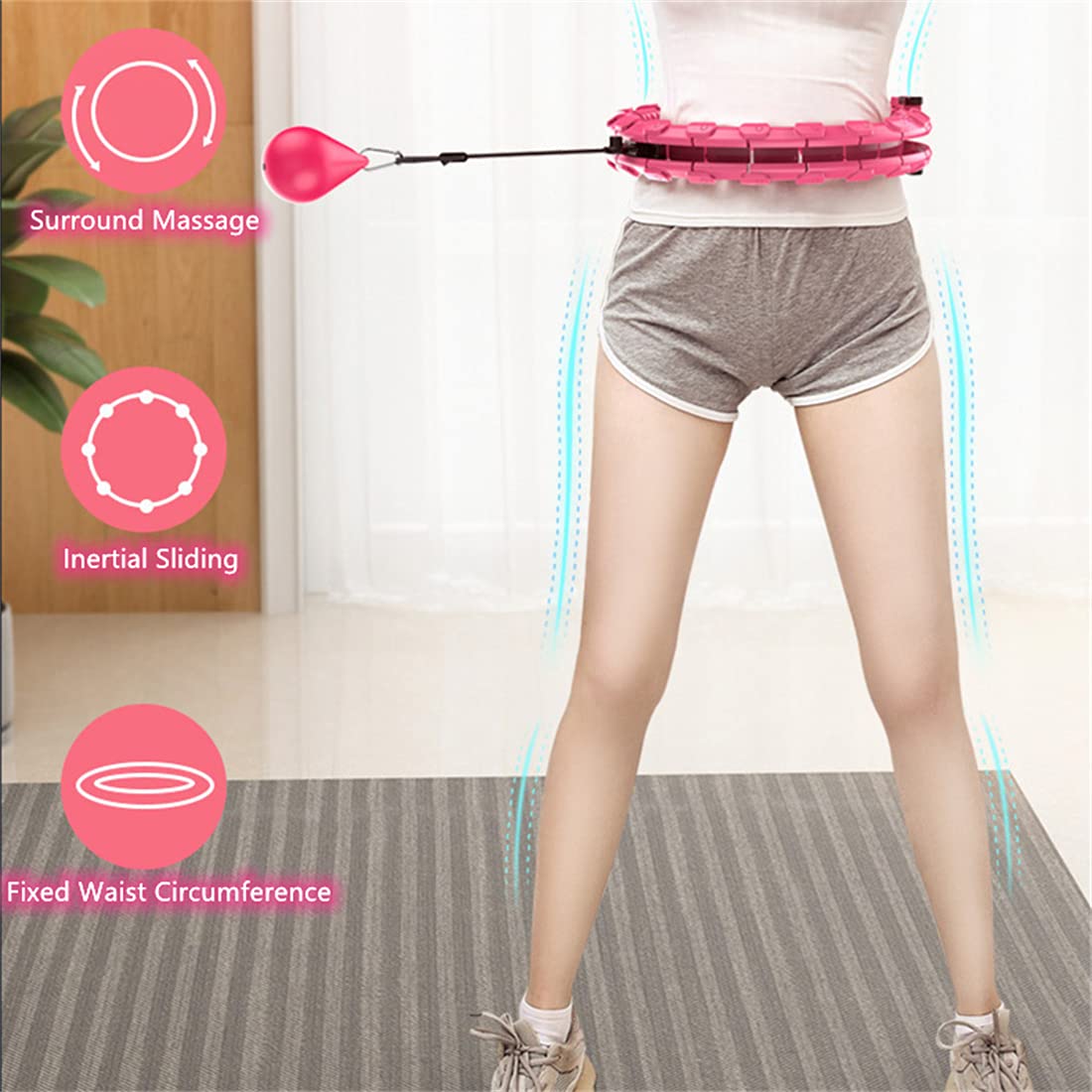 Einstellbarer Hula-Reifen Für Erwachsene & Kinder Bauchübung, Kreis Gewichtete Reifen 2 in 1 Bauchfitness, Großartig Für Erwachsene Männer Und Frauen,Blau,15 Knots