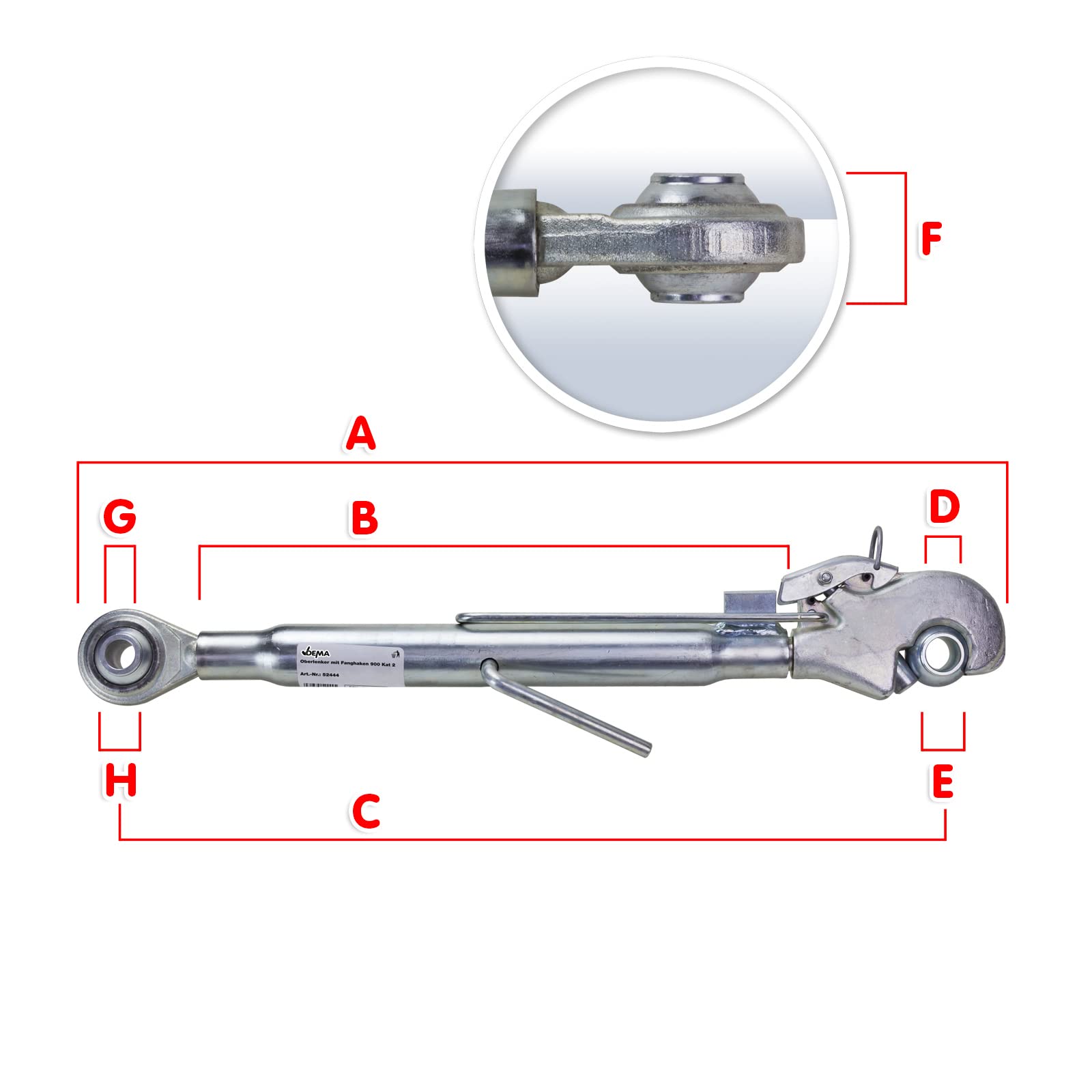 DEMA Oberlenker mit Fanghaken 900 Kat 2