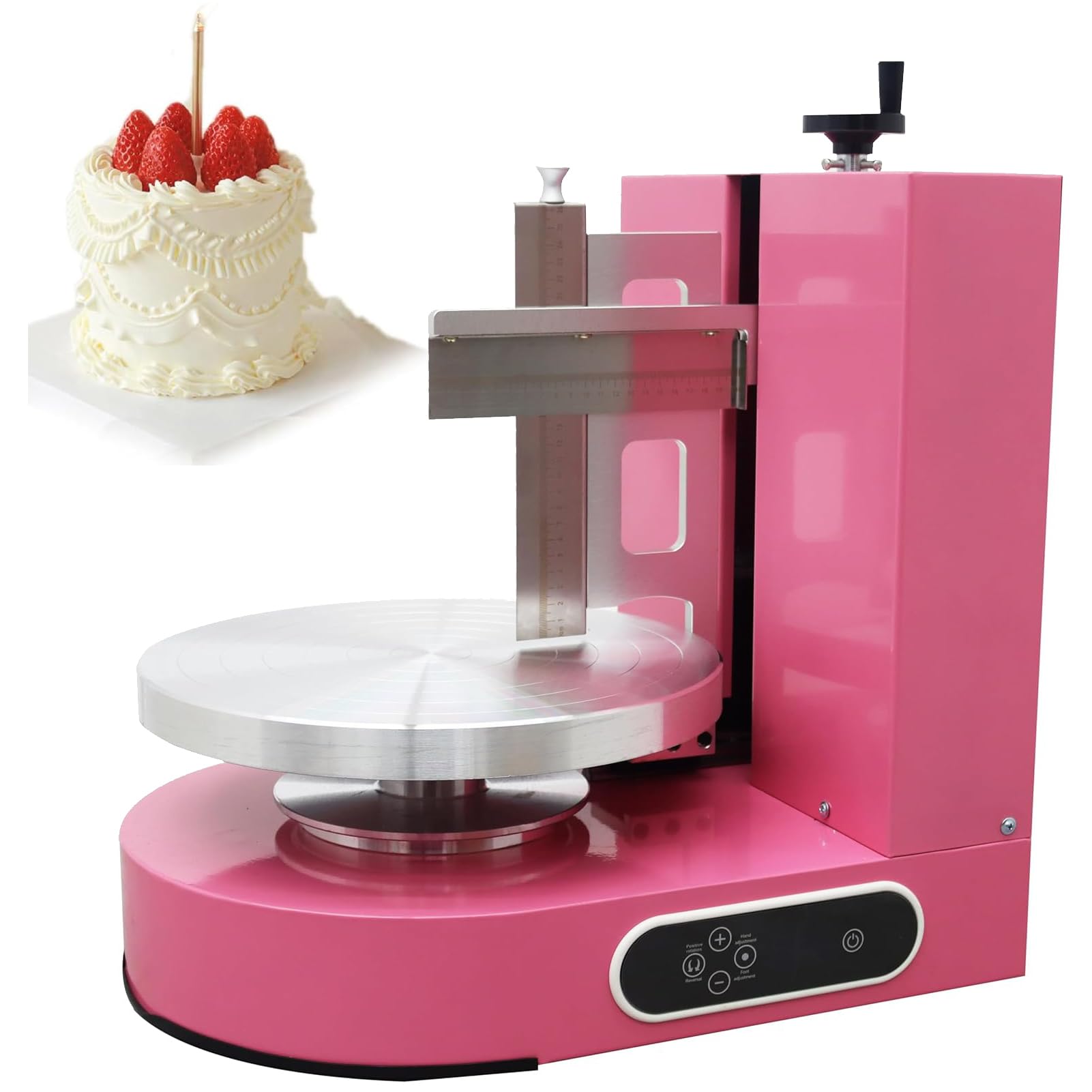 200W Elektrische Torten-Dekorier-Maschine, Automatische Kuchencreme-Glättungs- und Verteiler-Maschine für 4-12 Zoll Kuchen, 35CM Drehteller mit Randschaber, Profi-Kuchenzubehör