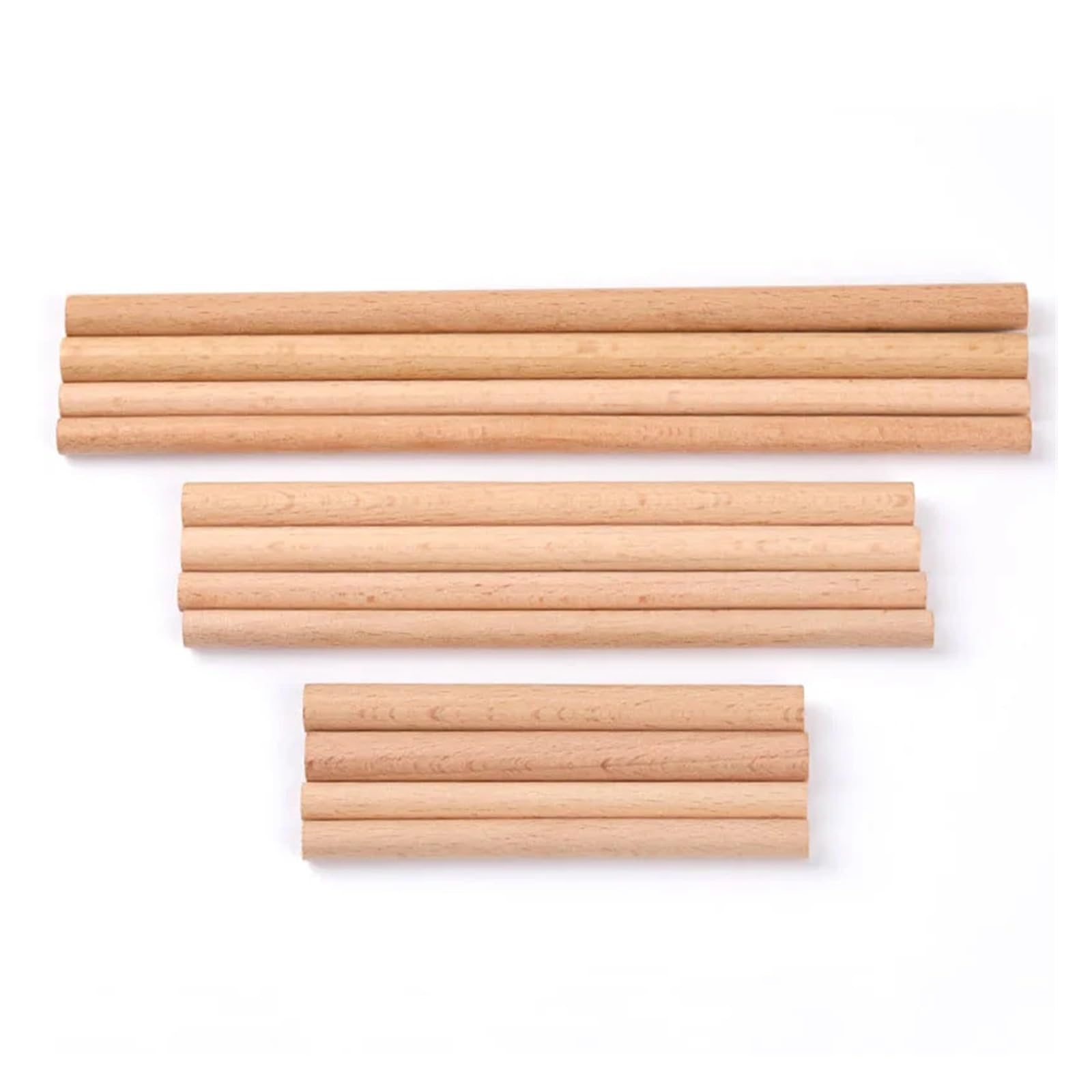 Puste drewniane kołki, Zestaw 5 prętów do kołków z twardego drewna, 1-1,4 cm x 10-40, makramy(1.4x40cm)