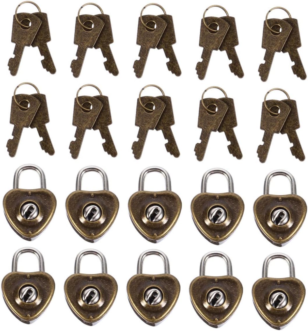 LIFKOME 300pcs Heart-Shaped Padlock Keys Key Locks for Luggage Vintage Heart Padlock Latch Locks