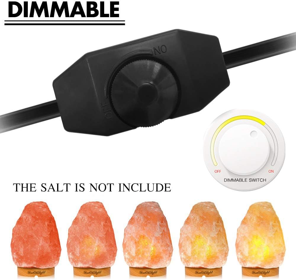 YouOKLight Himalayan Salt Lamp Cord (5ft) with Dimmer Switch, Original Replacement Cord with Dimmer Control and 15Watt E12 Halogen Bulb(2 Cords and 4 Bulbs) - UL Listed