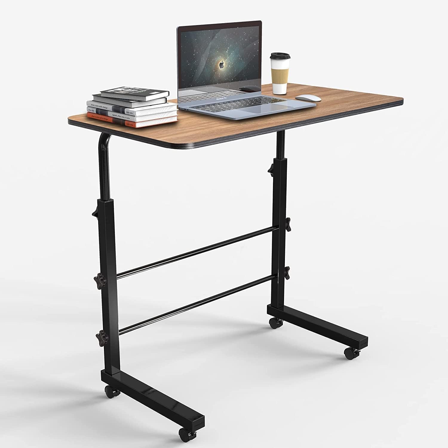 TEKCOOL Multi-Purpose Sofa Side Height-Adjustable Laptop Table with Docking for Tablet, Study Table, Portable, Ideal for Work from Home, DIY Table, Easy to Assemble (Wooden-Black)'-image-33