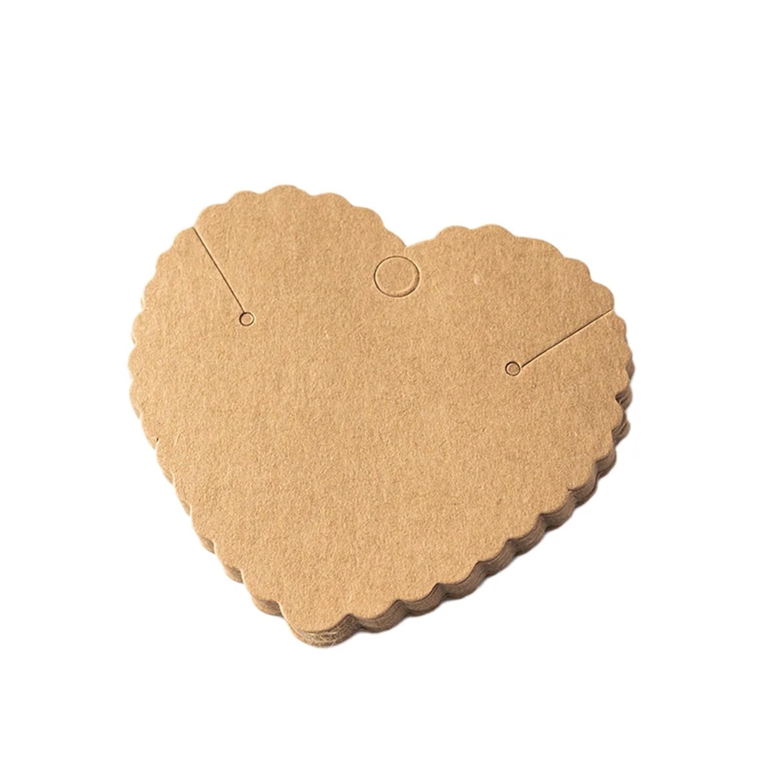 EDvkrgqx Earrings Necklace Display Cards, Heart Shape Earring Display Cards Holder for Jewelry Multicolor(Brown Heart)