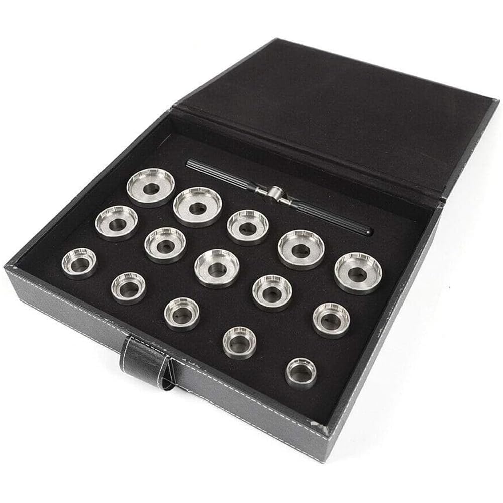 Watch Case Opener Kit with 15 Dies - Tool Set for Repairing Watches and Bottle Openers Watchmaker Tools