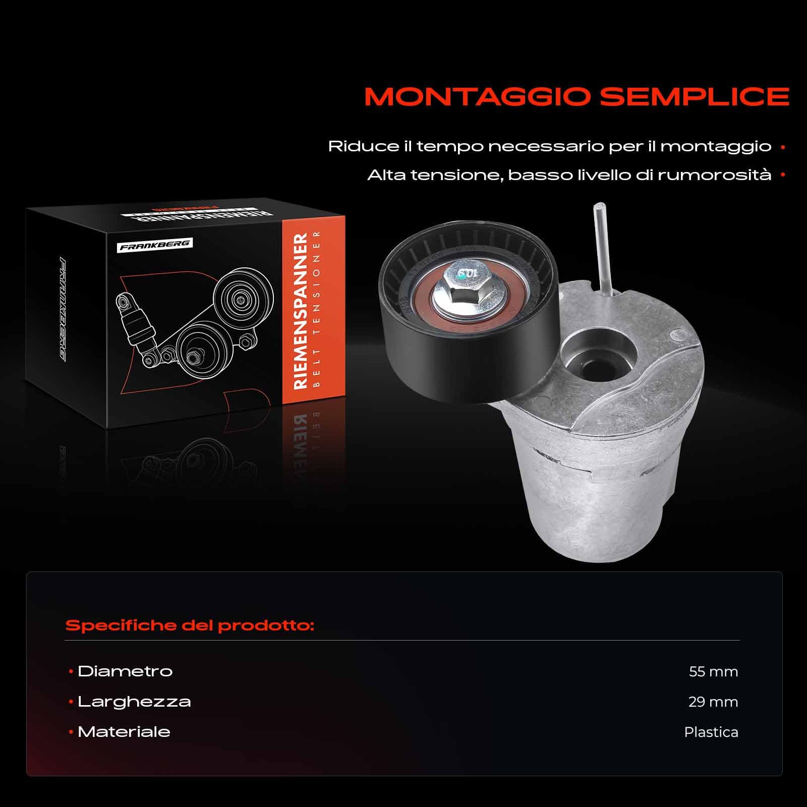 Frankberg Puleggia Guida a Rulli Diesel Compatibile con X1 E84 2.0L Serie 3 Touring E91 2.0L Serie 5 Touring F11 3.0L Serie 1 E87 2.0L X5 E70 3.0L Replace# T39109