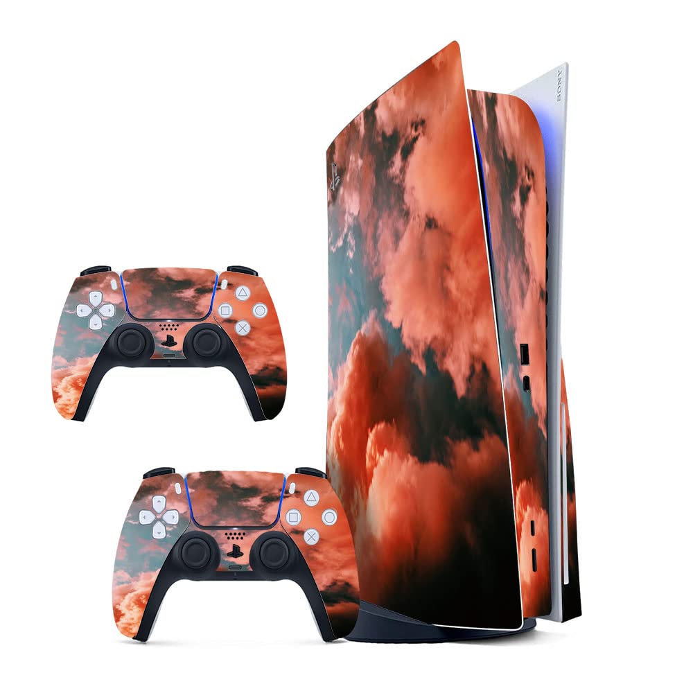 GADGETS WRAP Printed Vinyl Skin Sticker Decal for Sony PS5 PlayStation 5 Disc Edition Console & 2 Controller (Skin Only, Console & Controller not Included.) - Orange Smoke (B0BW3SF6RZ) Amazon Price History, Amazon Price Tracker