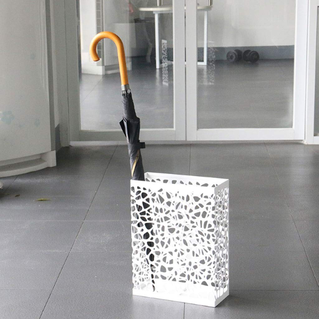 KLerDH Umbrella Stand, Metal, Floor Cane Rack Drain Commercial Multi-function Storage(Wit)