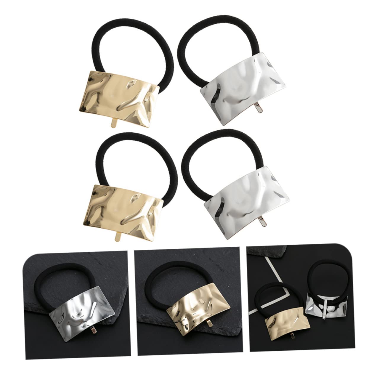 Didiseaon 16pezzi Metal Elastic Hair Ties Fasce Per Metallo Accessori Per Ponytail Eleganti e Resistenti Per Donne e Ragazze Colori e Oro