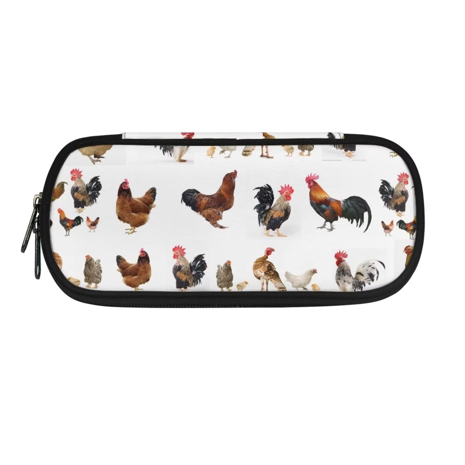 HUGS IDEA Kids Pencil Case Animal Rooster Cute Chicken Pencil Case for Boys Girls, Large Capacity Pen Pouch Cosmetic Bag, Stationery Desk Organizer Pencil Case Bag — image 1
