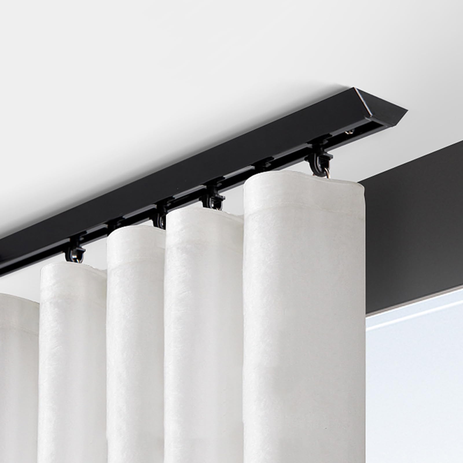 V-S Tringle à rideaux réglable en métal antirouille pour maison, dortoir et espaces commerciaux Finition noire 4 à 12 m