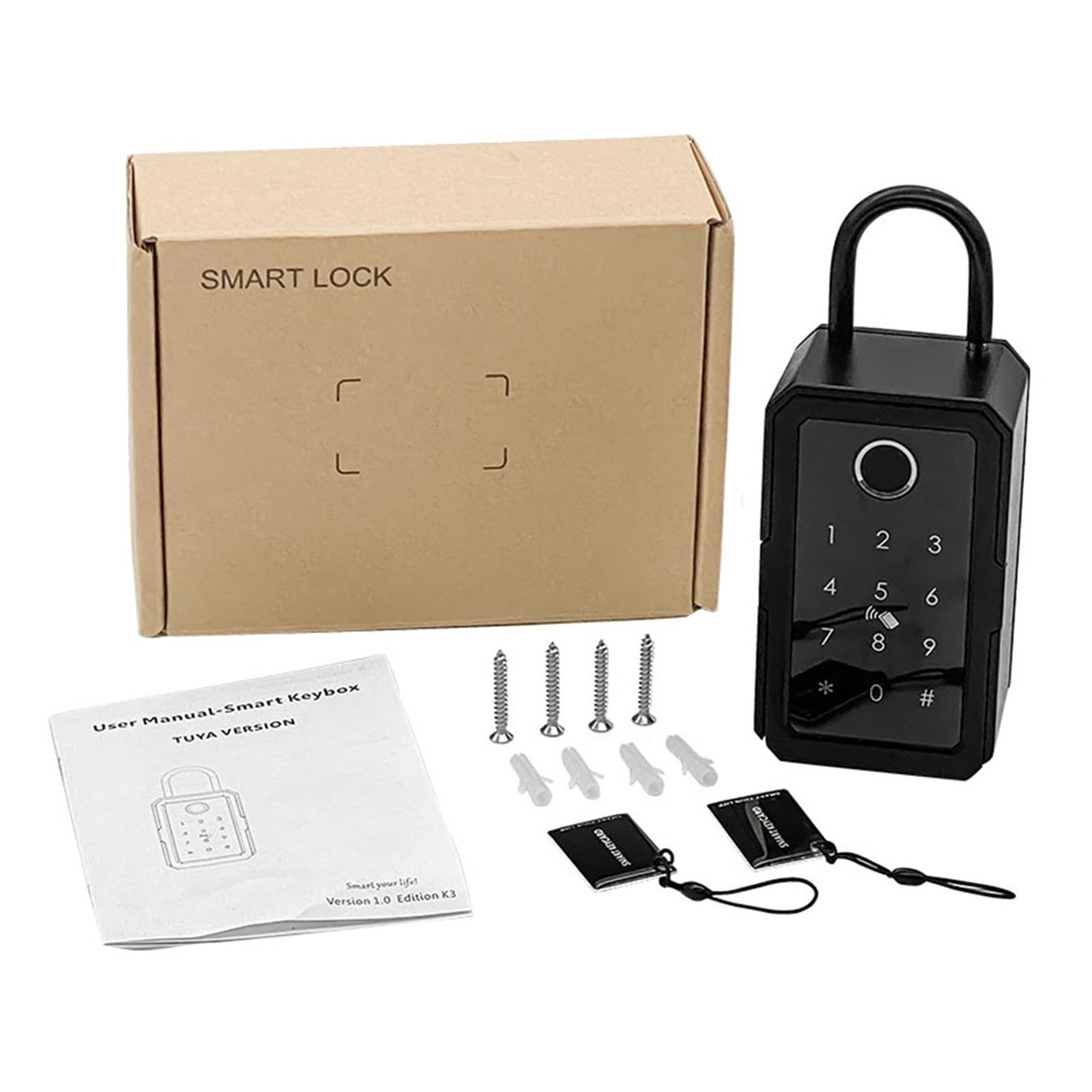 Cassaforte per Chiavi Tuya Smart Key Box Impronta Digitale Custodia sicura Blocco Chiave Cassetta di Sicurezza Digitale Codice Combinato Carta IC Sblocco Porta Noleggio(1 Key Box 1 Gateway)