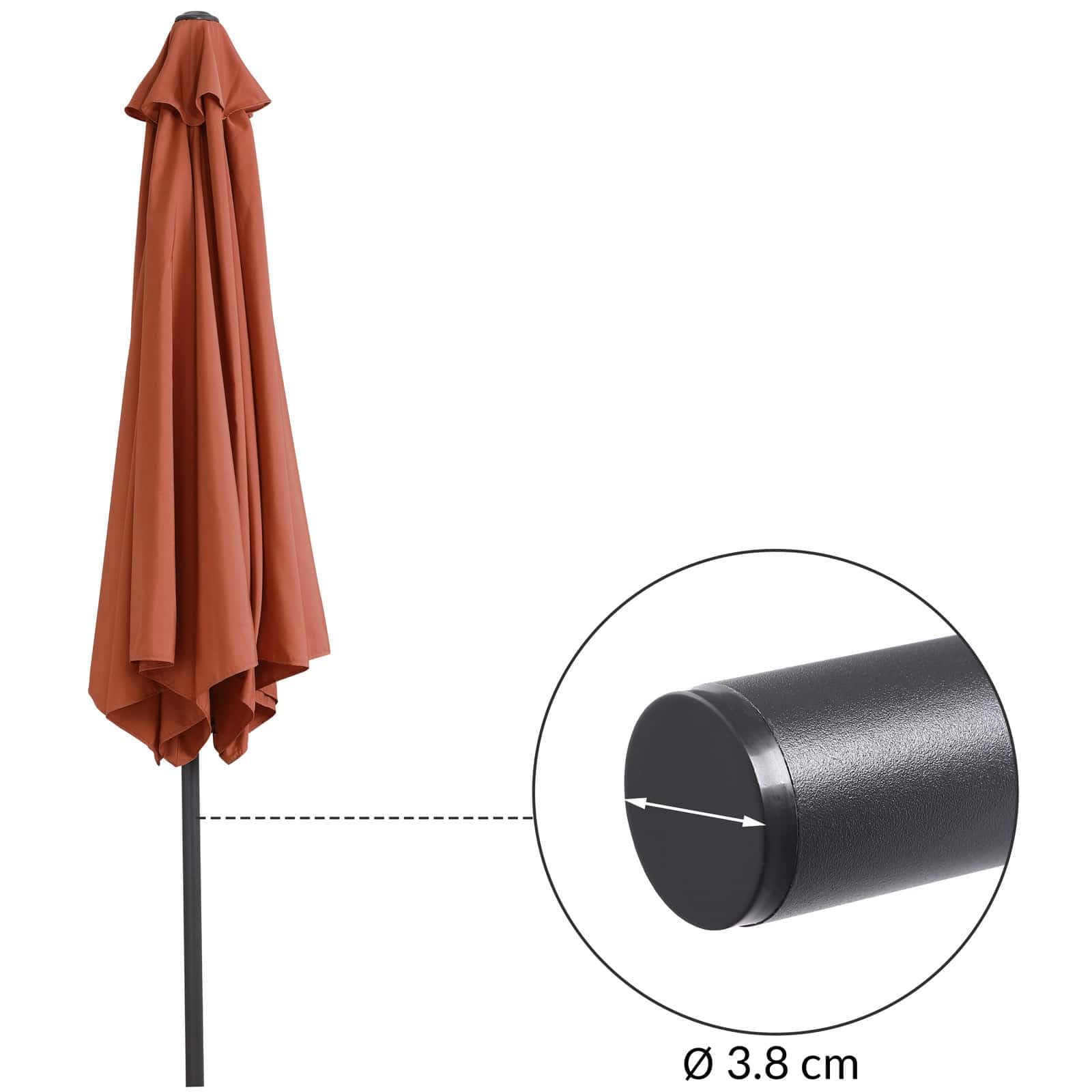 Kingsleeve® Sombrilla de Jardin, Parasol 300cm Grande Protección UV 80+ Manivela Inclinable Orientable, Aluminio Balcón Terraza Sombrillas para Patio Piscina Parasoles Mercado Terracota