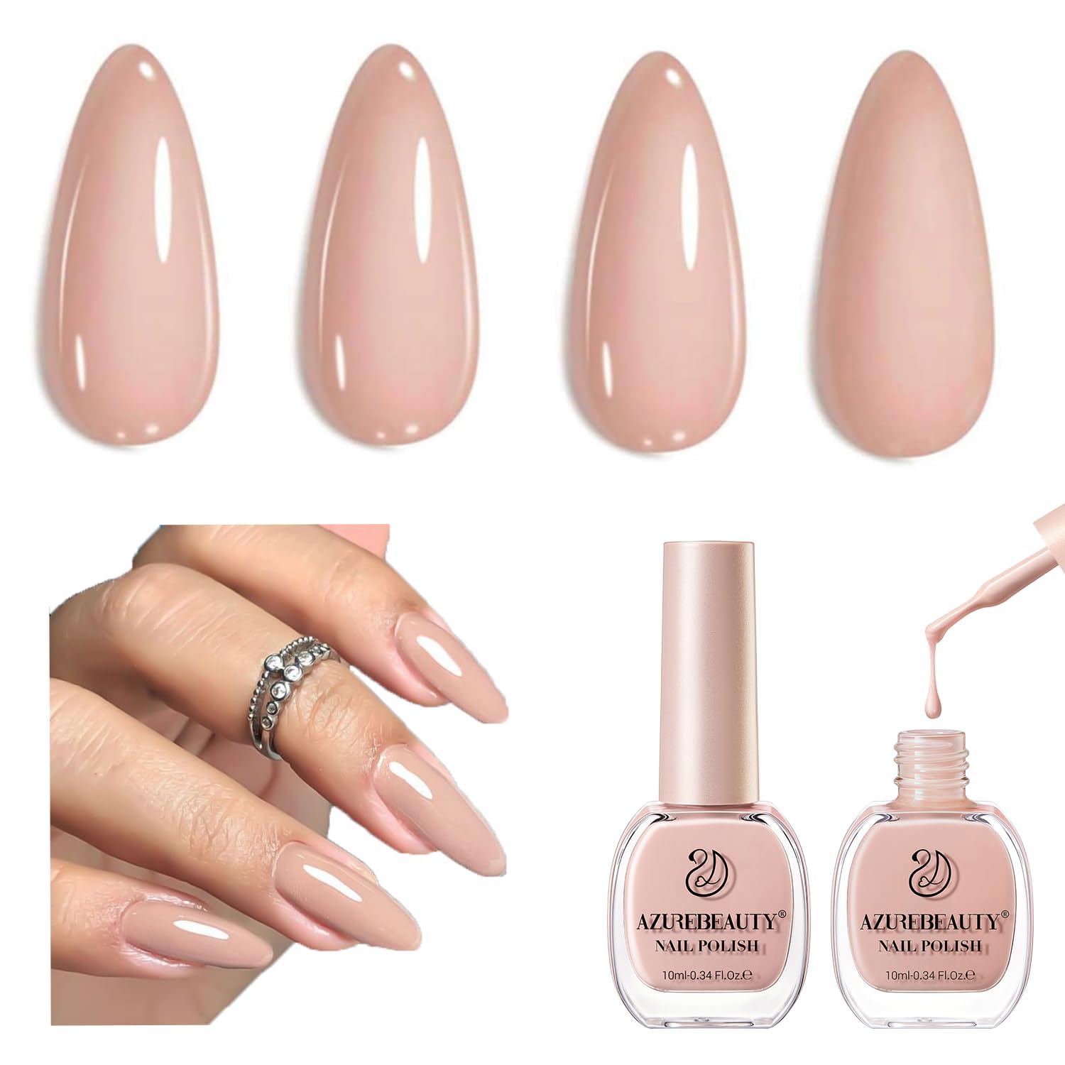 AZUREBEAUTY Nude Nail Polish Set Light Brown Nail Polish Quick Dry Natural Infinite Shine Nail Lacquer Fingernail Polish
