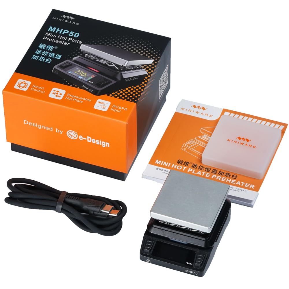 Charmgle MHP50 Mini podgrzewacz płytowy Stacja lutownicza Spawarka 50x50mm Przenośna grzałka elektryczna 100-350°C Srebrna platforma Oryginalne narzędzie spawalnicze