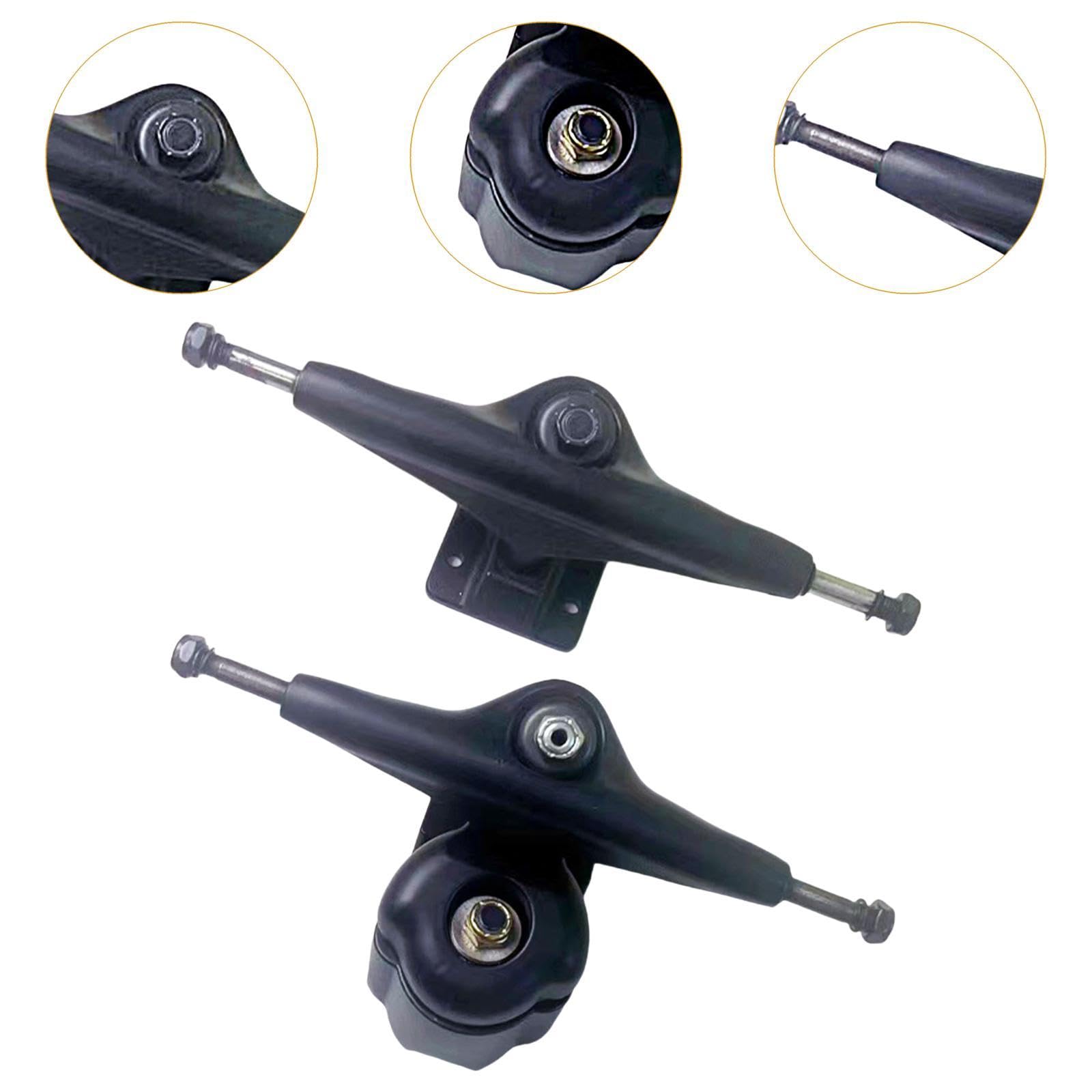 Paire de Trucks de Skateboard Carving, Pièces Robustes et pour Longboard et Planche de Surf, Noirs.