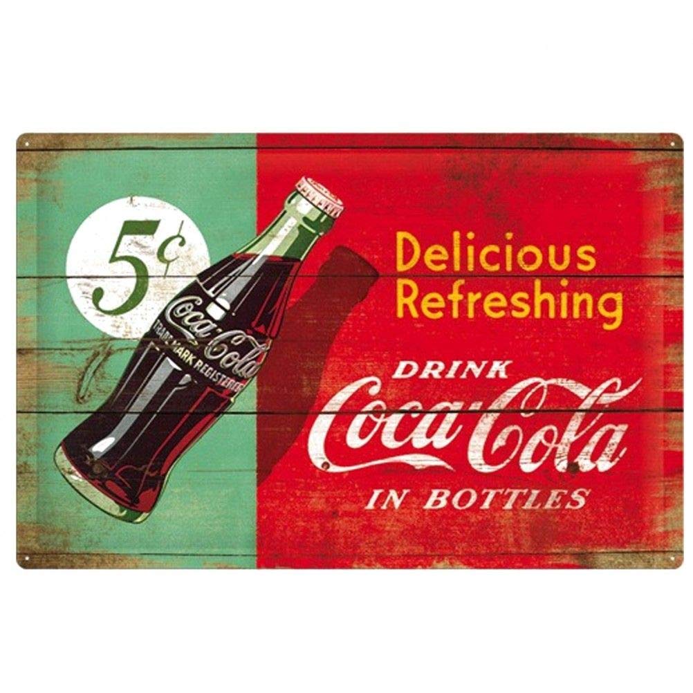 Nostalgic-Art Retro Blechschild, 40 x 60 cm, Coca-Cola – Delicious Refreshing Green – Geschenk-Idee für Coke-Fans, aus Metall, Vintage Design