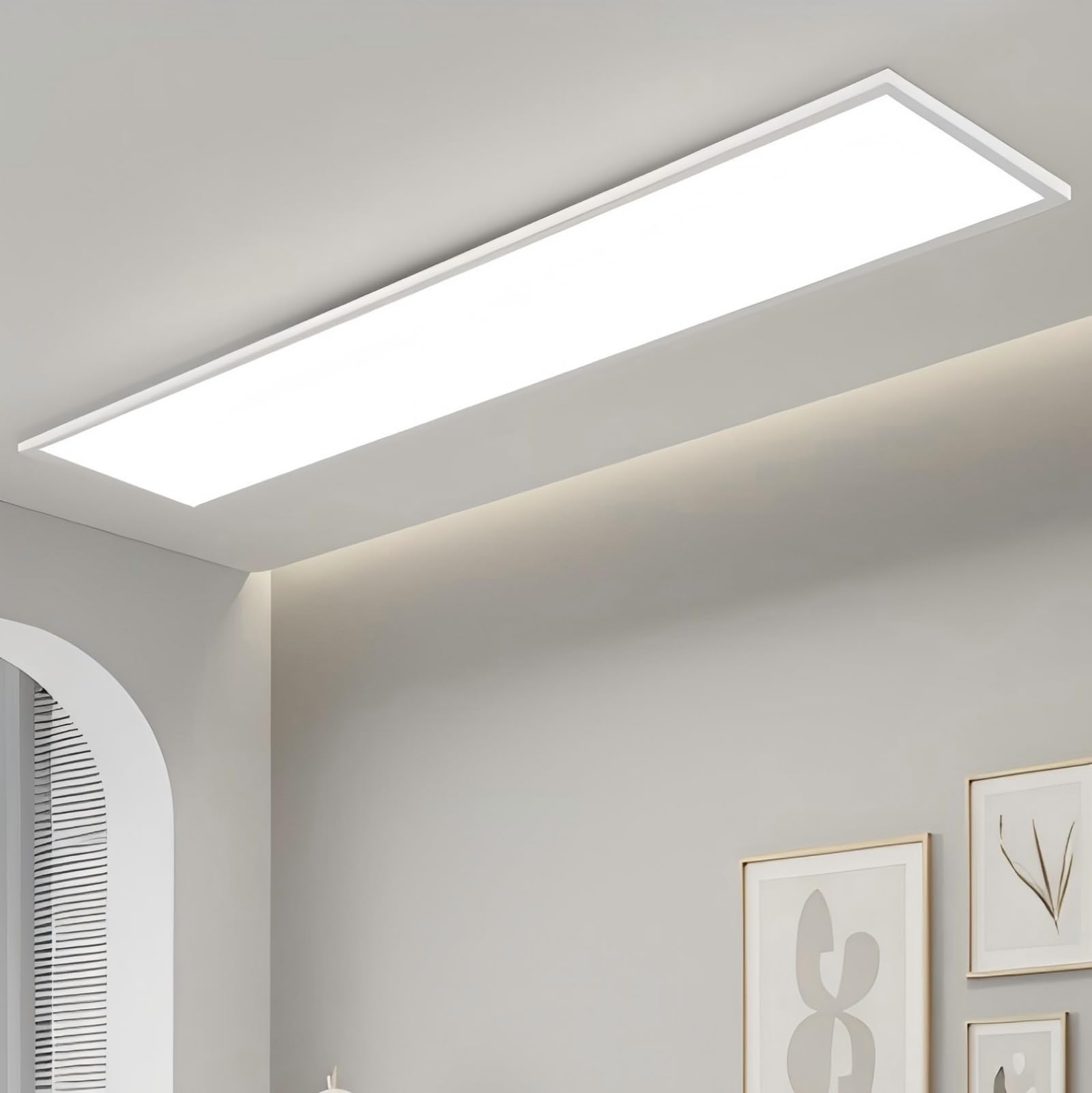 CBJKTX 6ER LED Panel 120x30 Deckenleuchte - Lang Flach Deckenpanel Dimmbar Deckenlampe mit Fernbedienung Groß Bürolampe Decke 40W Rechteckig Tageslichtlampe für Büro Werkstatt Flur Küche Wohnzimmer