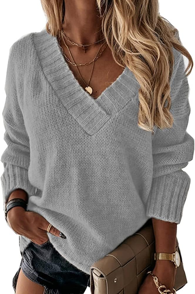 Onsoyours Chandails Femme Pull Color Block à Manches Longues