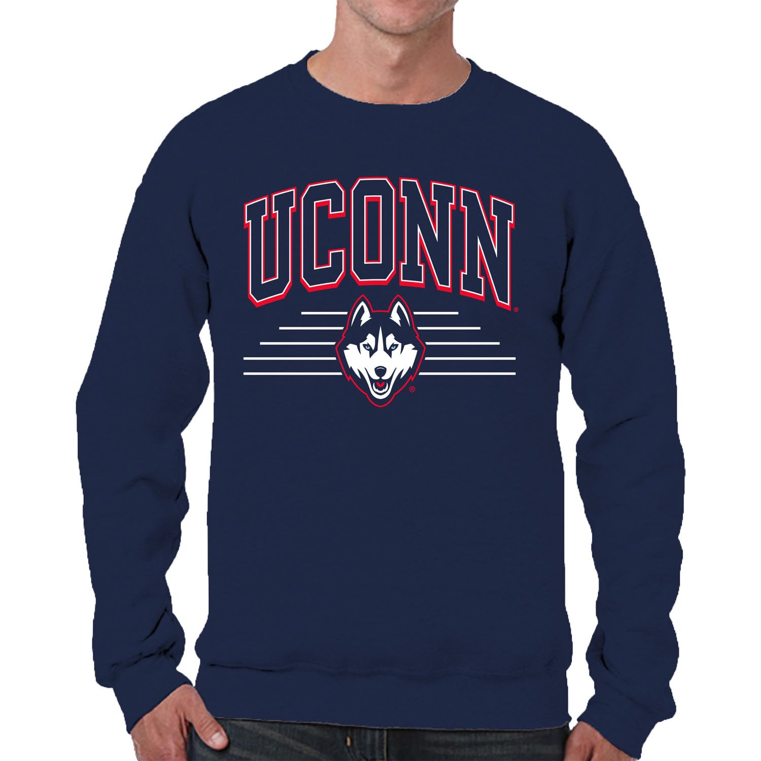 Campus Colors NCAA Adult Unisex Overtime Classics Crewneck Fleece Sweatshirt, Cozy Cotton Poly Blend, Timeless Design, Navy, Large โ image 1