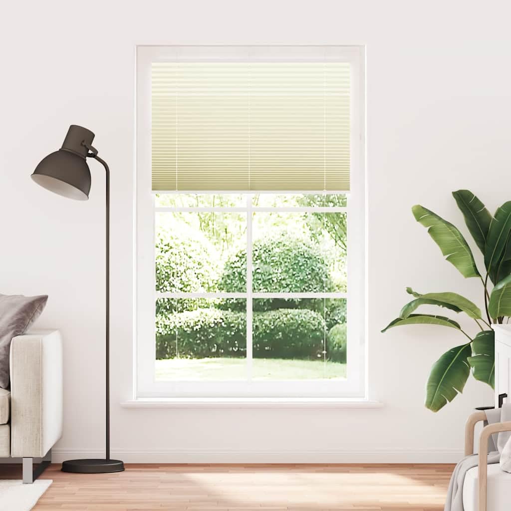 Store plissé crème 120x200cm, 100% Polyester, blickdicht für Privatsphäre, Elegantes Fensterrollo Ohne Bohren, Sichtschutz und Sonnenschutz für Wohnzimmer Schlafzimmer Klemmträger und Montagezubehör