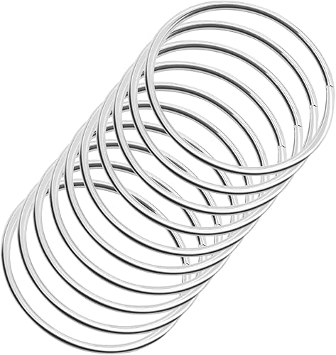 SUNTQ Anillo de macramé para atrapasueños, hecho de metal redondo chapado en latón (plateado, paquete de 10) (2 pulgadas, plateado)