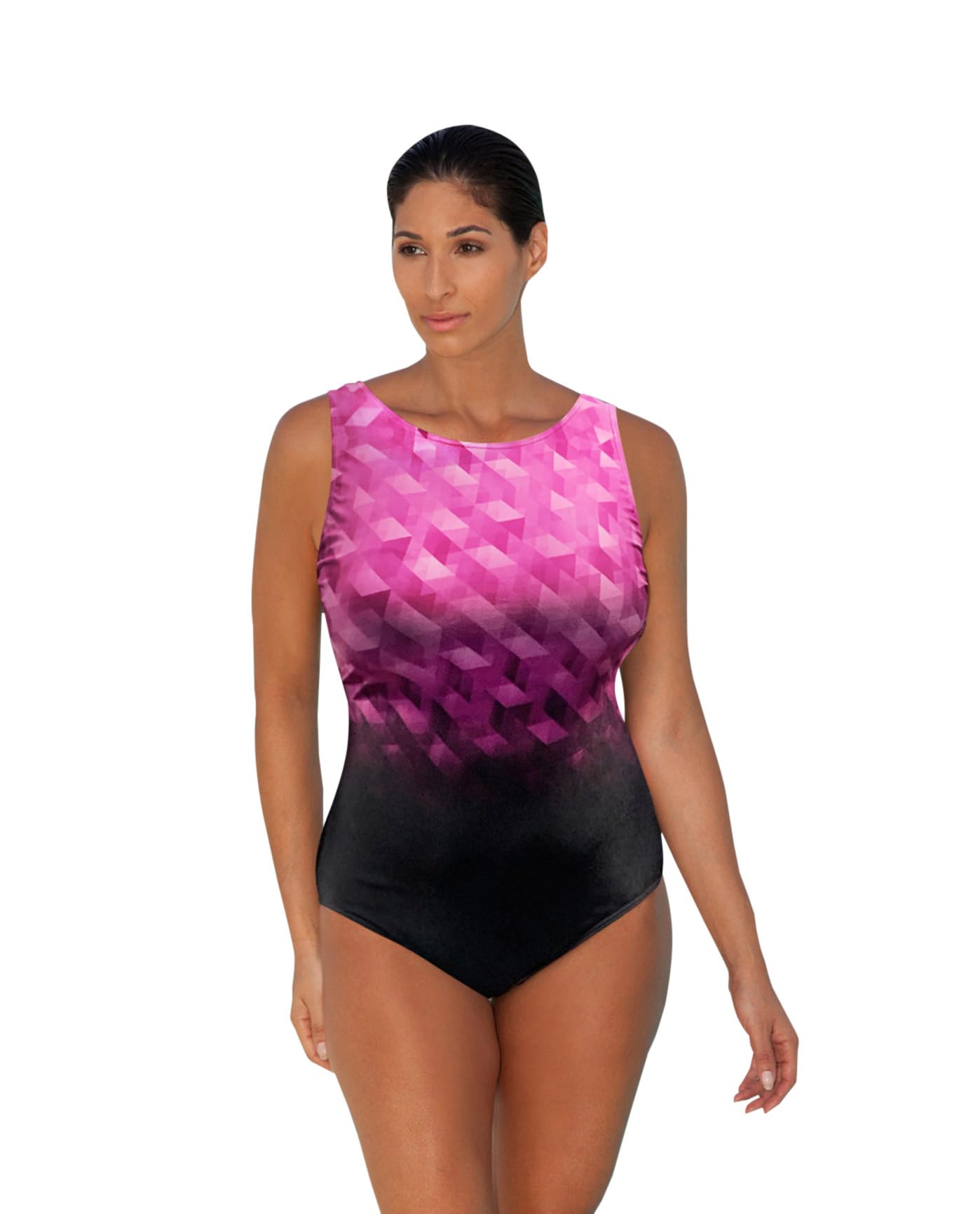 Women's Chlorine Resistant Designer High Neck One Piece Swimsuit