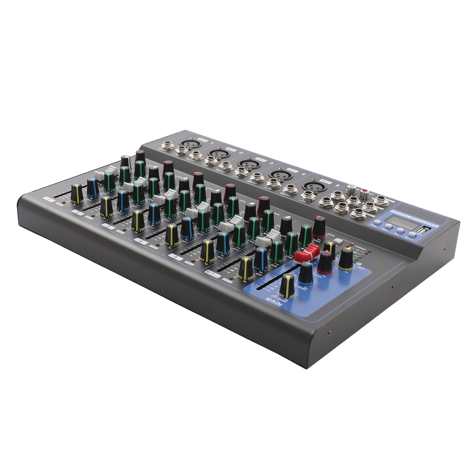 Mixer audio Bluetooth a 7 canali, mixer professionale con interfaccia audio USB, per palcoscenici/DJ