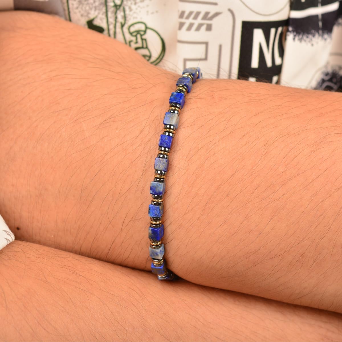 Handmade LapisRex Lapis Lazuli Hematite Mens Bracelet Adjustable Design for Effortless Wear Infuses Wisdom and Strength Mens Jewelry Ideal Gift for Yourself Friends or Father - Image 8
