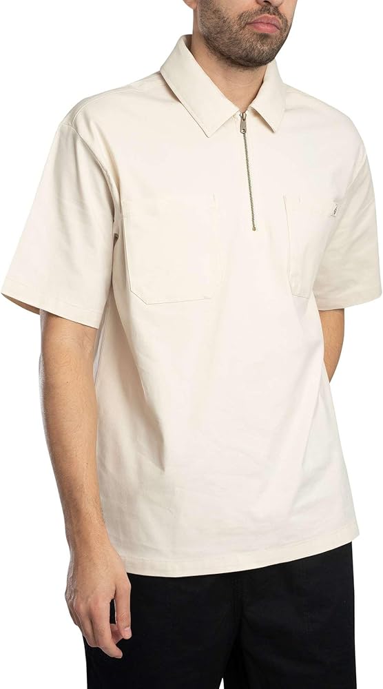 Dickies Men's Ranch Zip Polo Shirt, Whitecap Grey, Whitecap Grey