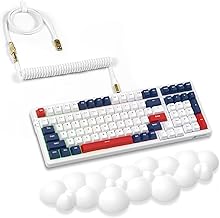 ATTACK SHARK K98 Wireless Mechanical Keyboard with 100 Keys, Tri-Mode BT5.0/2.4G/USB-C with Coiled Cable, Hot Swappable RGB, Rechargeable, Ergonomic, with Cloud Wrist Rest for MAC/Win-Red Switch