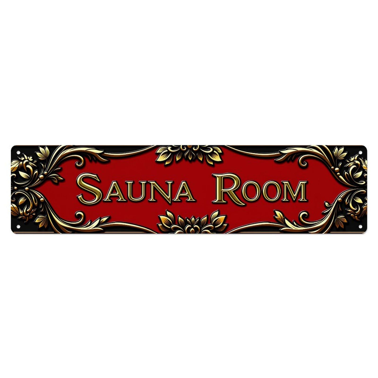 Ornate Gold Frame Red Background Tin Sign Vintage Metal Poster Retro Bar, Home, Man Cave, Kitchen, Laundry Room Wall Art Decor Gift 4x16 Inch