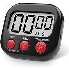 Digital Kitchen Timer Magnetic Backing Stand, Timers for Baking, Kitchen, Study, Exercise Training, Count up&Count down Clock Loud Alarm (BLACK)