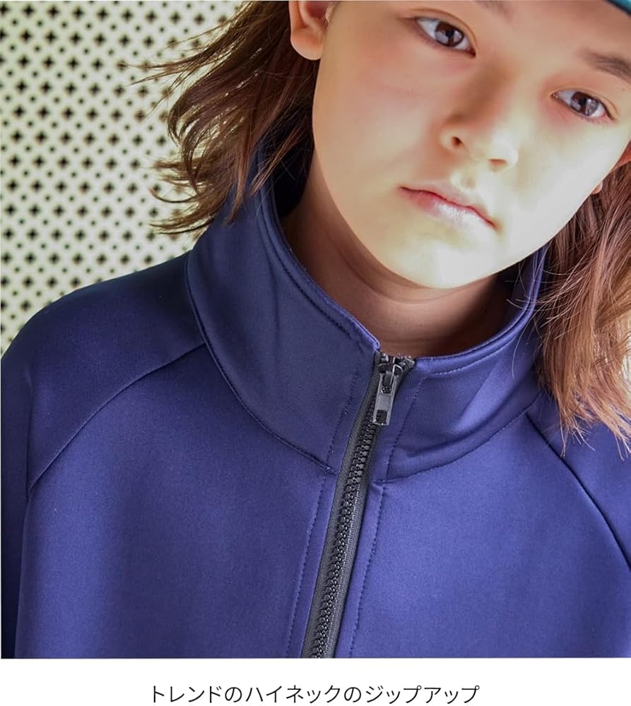 Amazon | [ニッセン] ハーフジップトップス（男の子・女の子 杢グレー