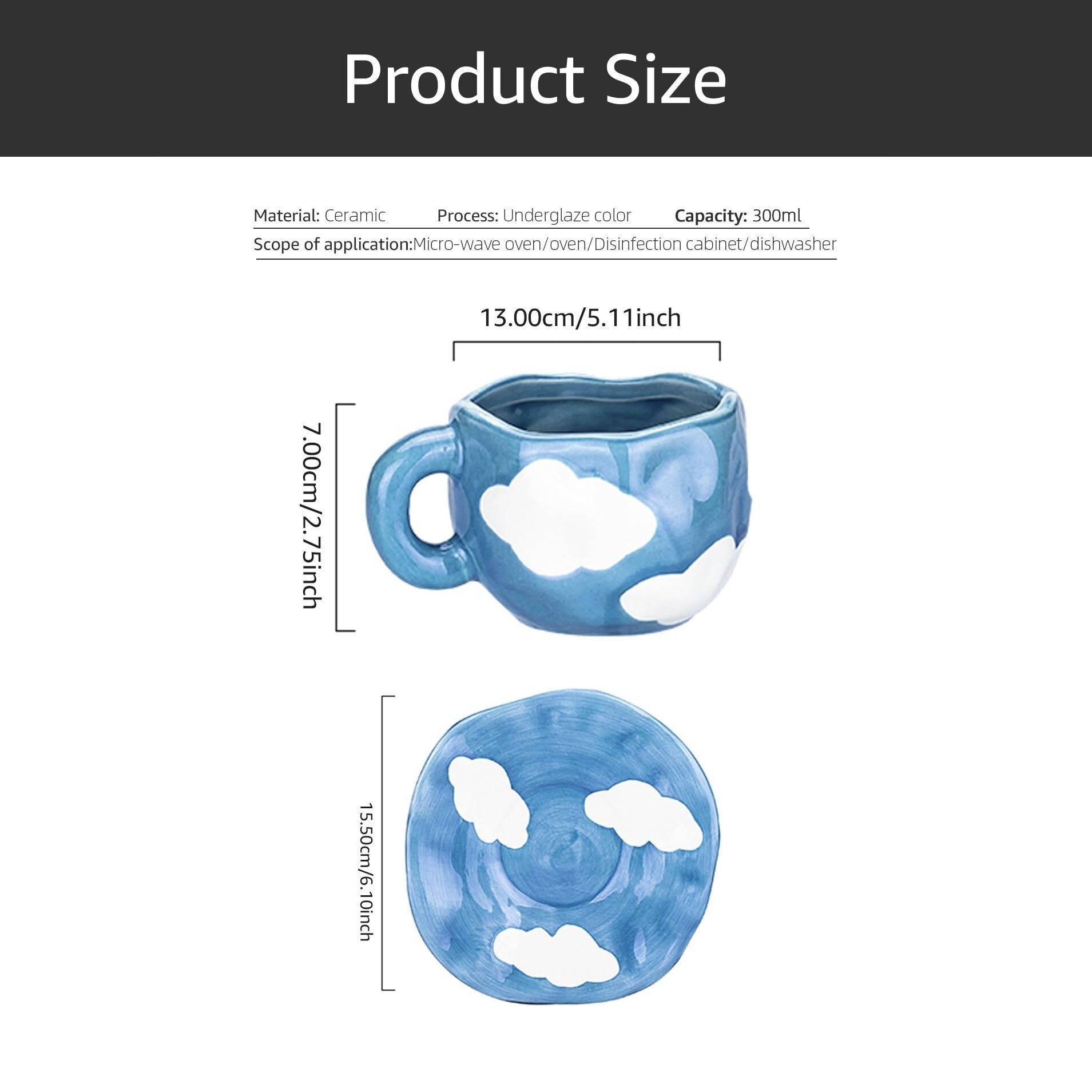 Tazas de cafe Taza de café de cerámica con flores pintadas a mano, taza de oficina en casa con plato, cuchara, desayuno, jugo de leche, taza con asa de té, juego de vasos Taza de café ( Color : 1 )