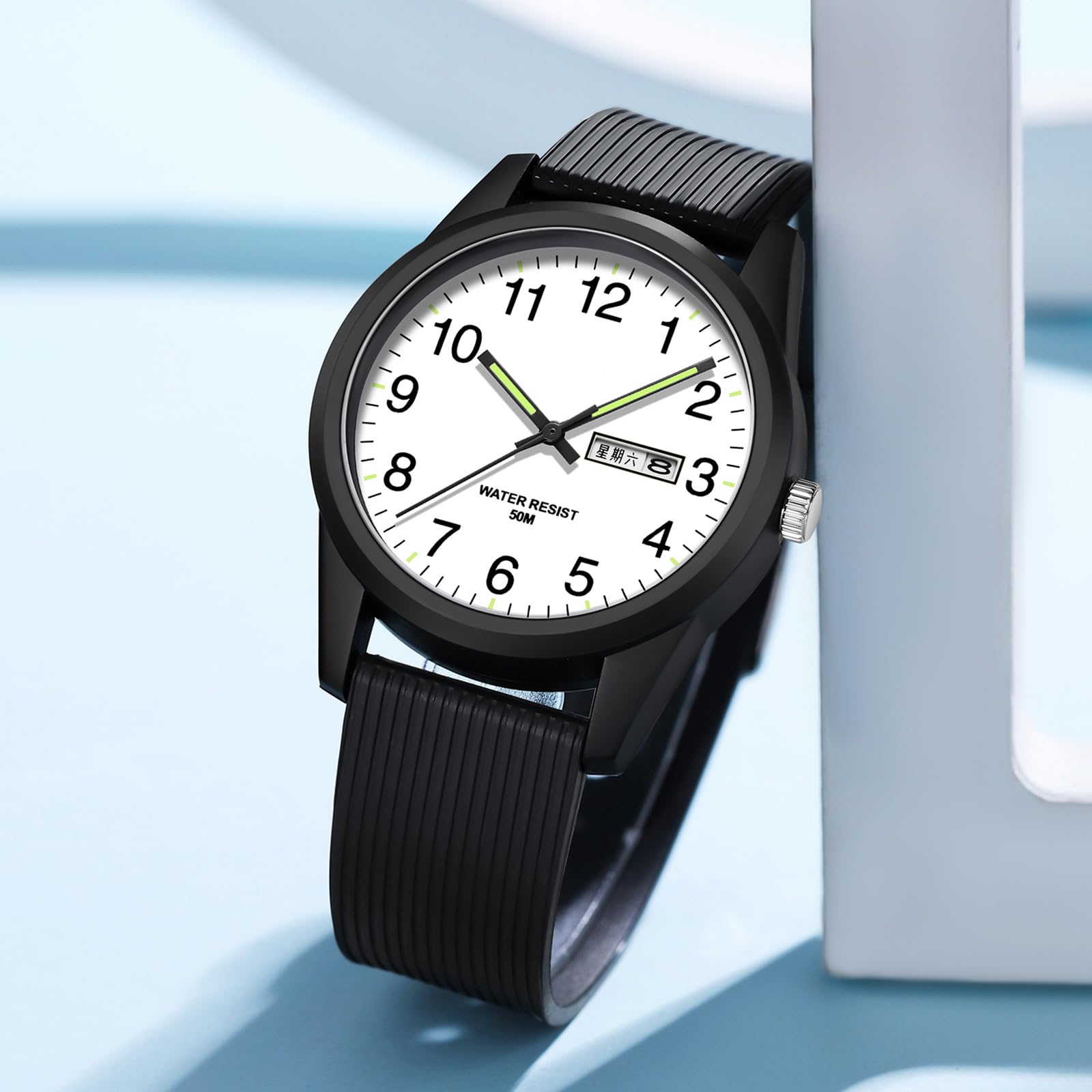 Reloj de pulsera para hombre de cuarzo, analógico, deportivo, para hombre y mujer, resistente al agua, correa de silicona, informal, para adolescentes, con fecha, día de la semana, manecillas