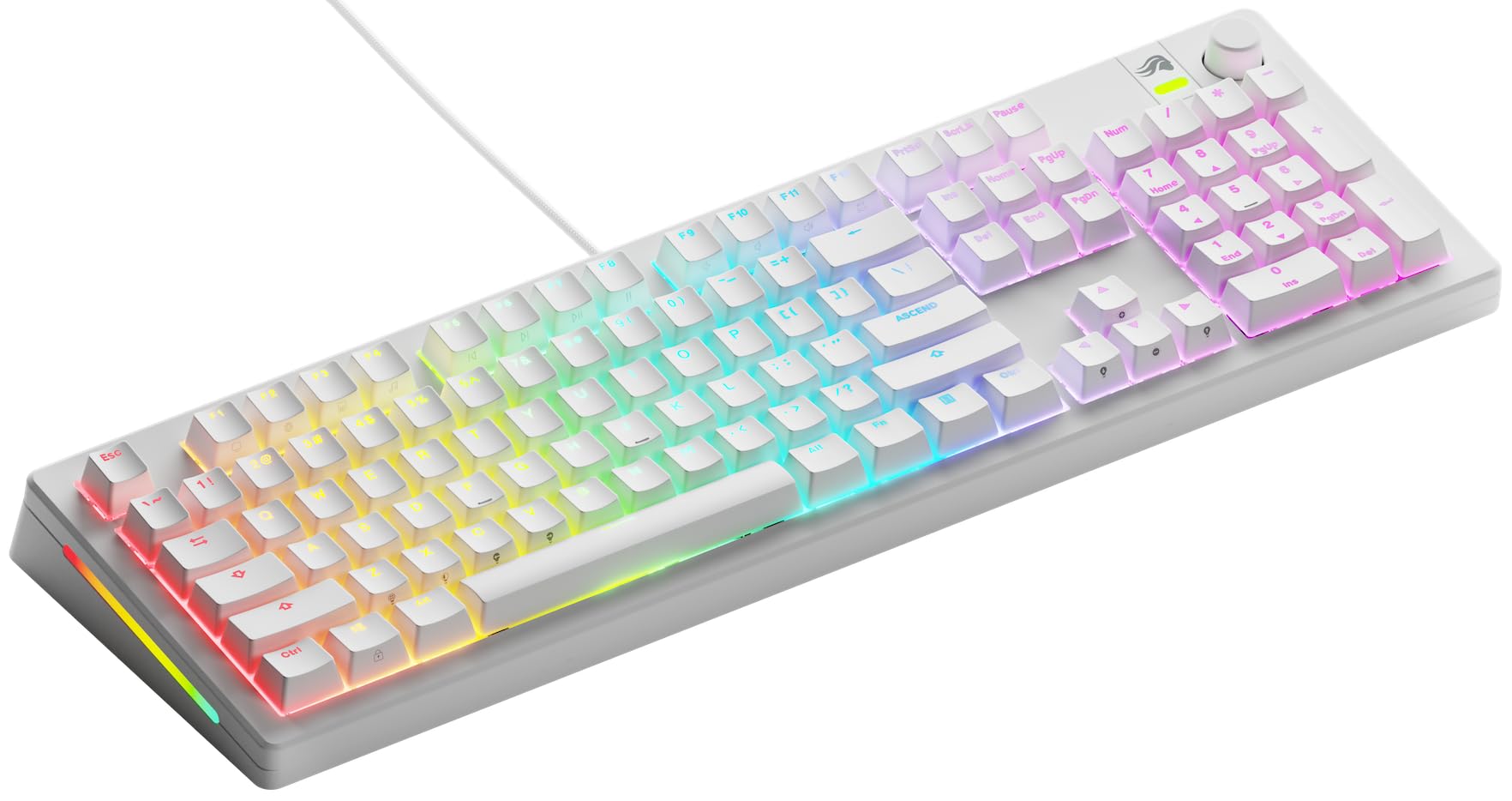 GLORIOUS GMMK 3 Full Size Teclado Mecánico Hot Swap QWERTY US (Blanco) | Juntas modulares adaptables, switches de cinco pines, placa de aluminio, teclas GPBT de doble inyección, sistema RGB muy vivo