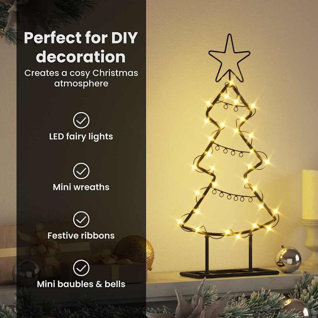 vidaXL Albero di Natale in metallo Nero 60 cm Acciaio