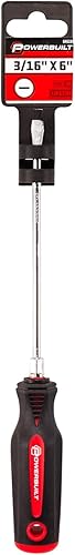Miniatura 2 de Powerbuilt 646169 - Destornillador ranurado de 316 pulgadas x 6 pulgadas, destornillador de punta magnetizada, refuerzo hexagonal para mayor torque,