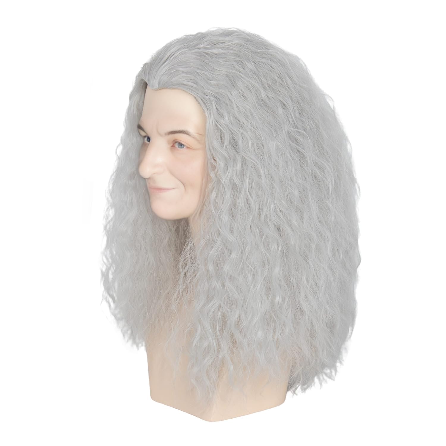 PORSMEER Movie Film Role Cosplay Witch Wig Grandma Old Lady Wig Grayish-white Sorceress Long Curly Fluffy Silver Grey for Halloween Costume Party - Image 3