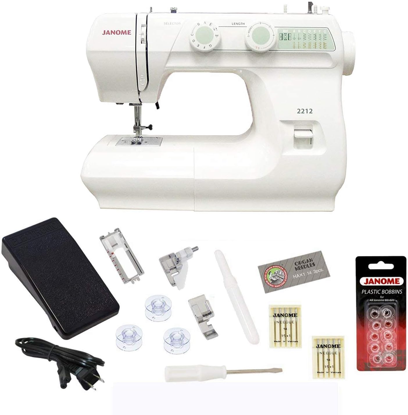 Janome 2212 Sewing Machine Includes Exclusive Bonus Bundle (Renewed)