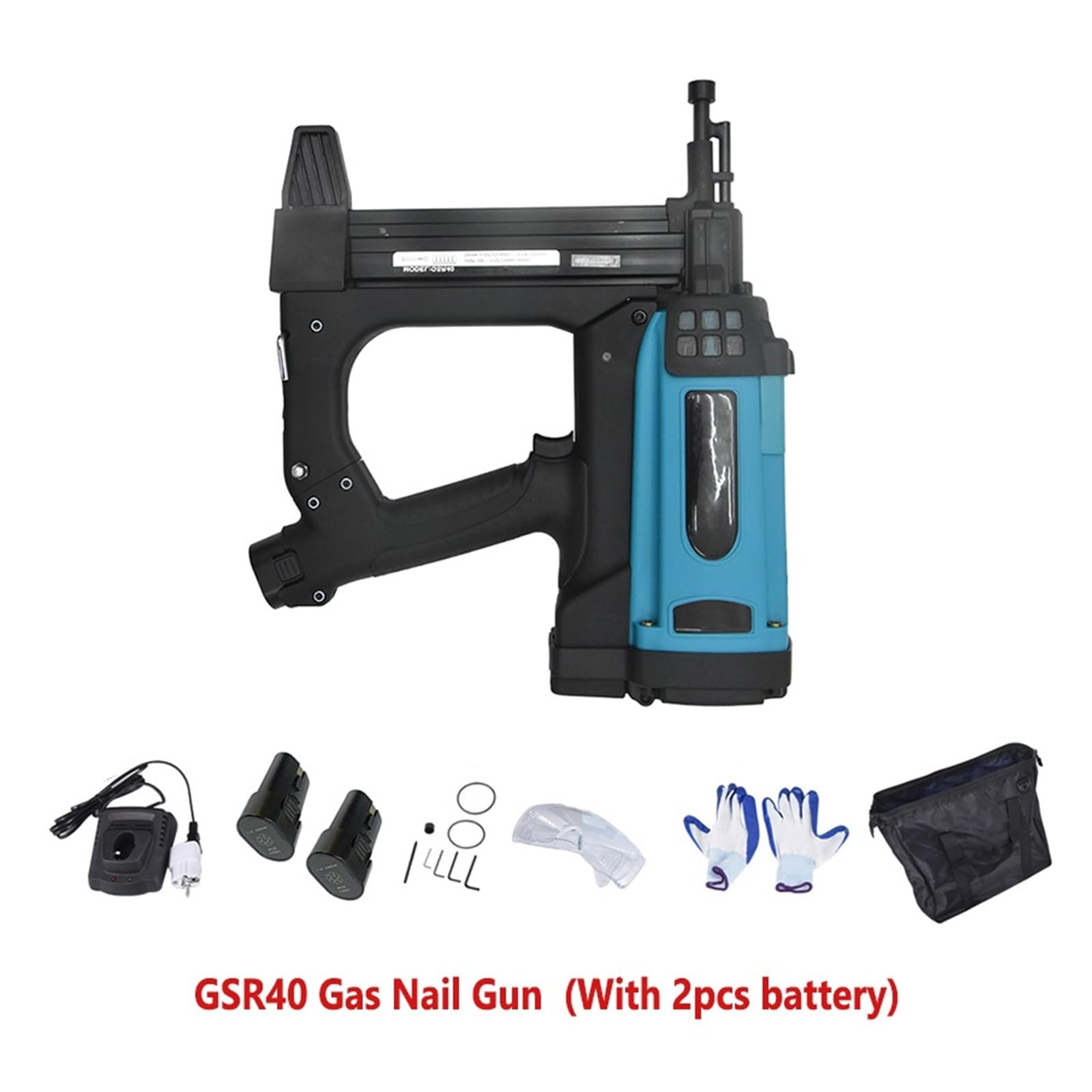 Gwoździarka, Pneumatyczny Pistolet Do Gwoździ 7. 2 V Bateria Litowa Pistolet Do Gwoździ Gazowych Stalowy Zszywacz Pneumatyczny Narzędzia Pneumatyczne Do Ramy I Listew Nośnych(With 2pcs Battery)